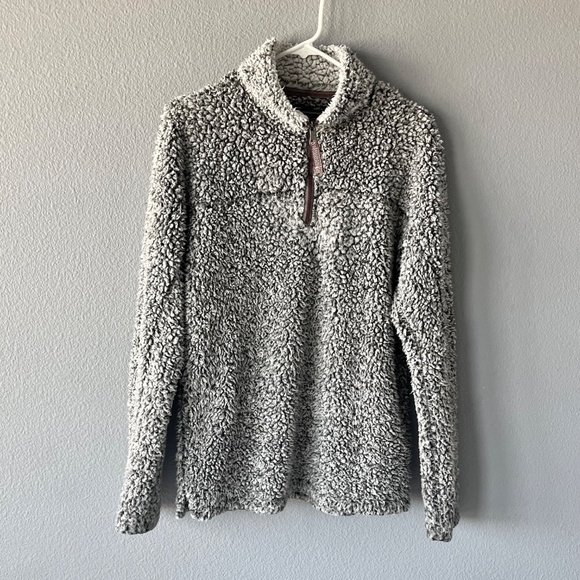 True Grit - Women Sherpa 1/4 Zip Grey Pullover - Picture 1 of 11